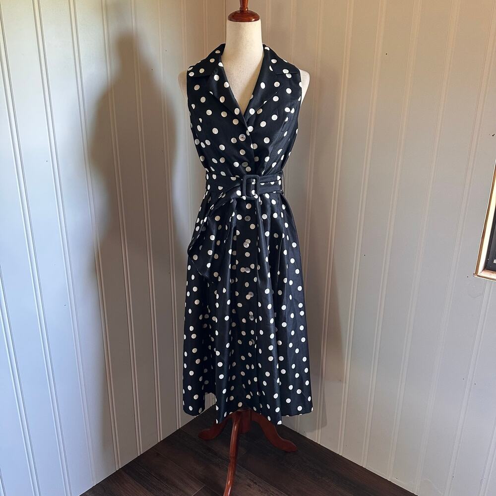 Vintage 90s/Y2K Twee Polka Dot Midi Dress 6
